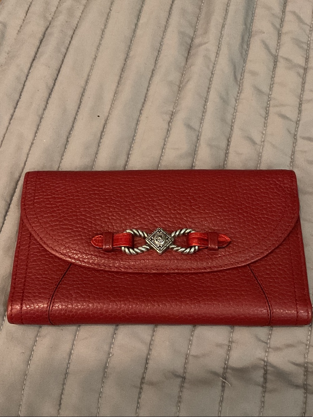 Brighton Red Leather Wallet with Silver Twist Accent